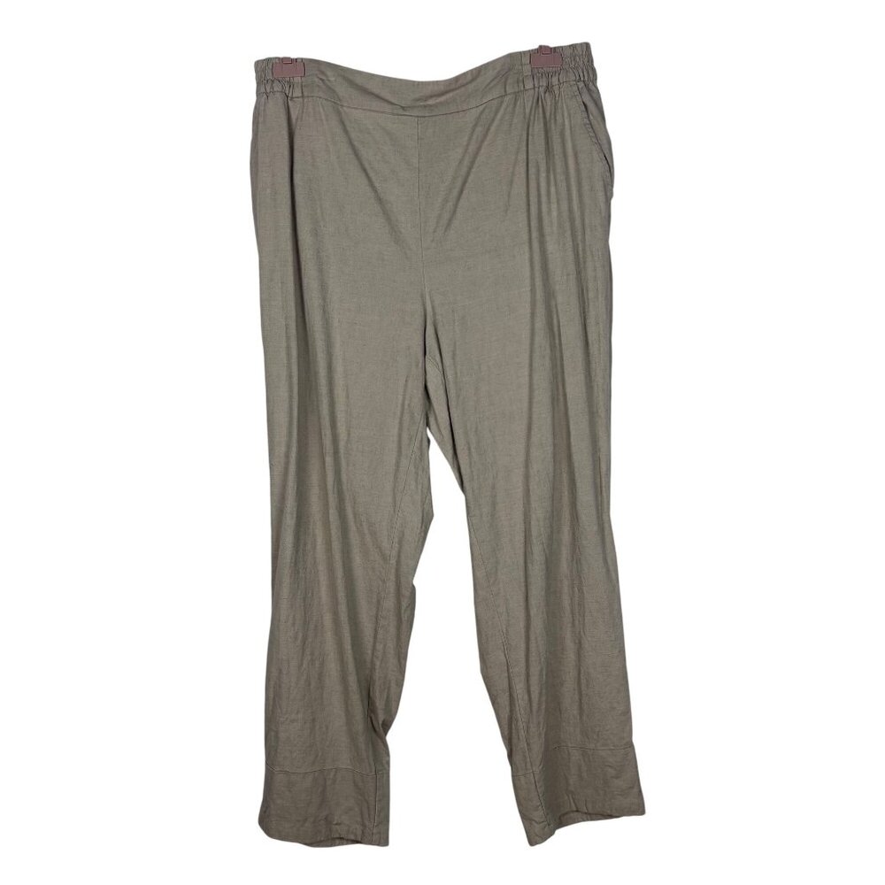Lane Bryant 16 Womens Beige Linen Blend Pants Wide Leg Beachy Lagenlook